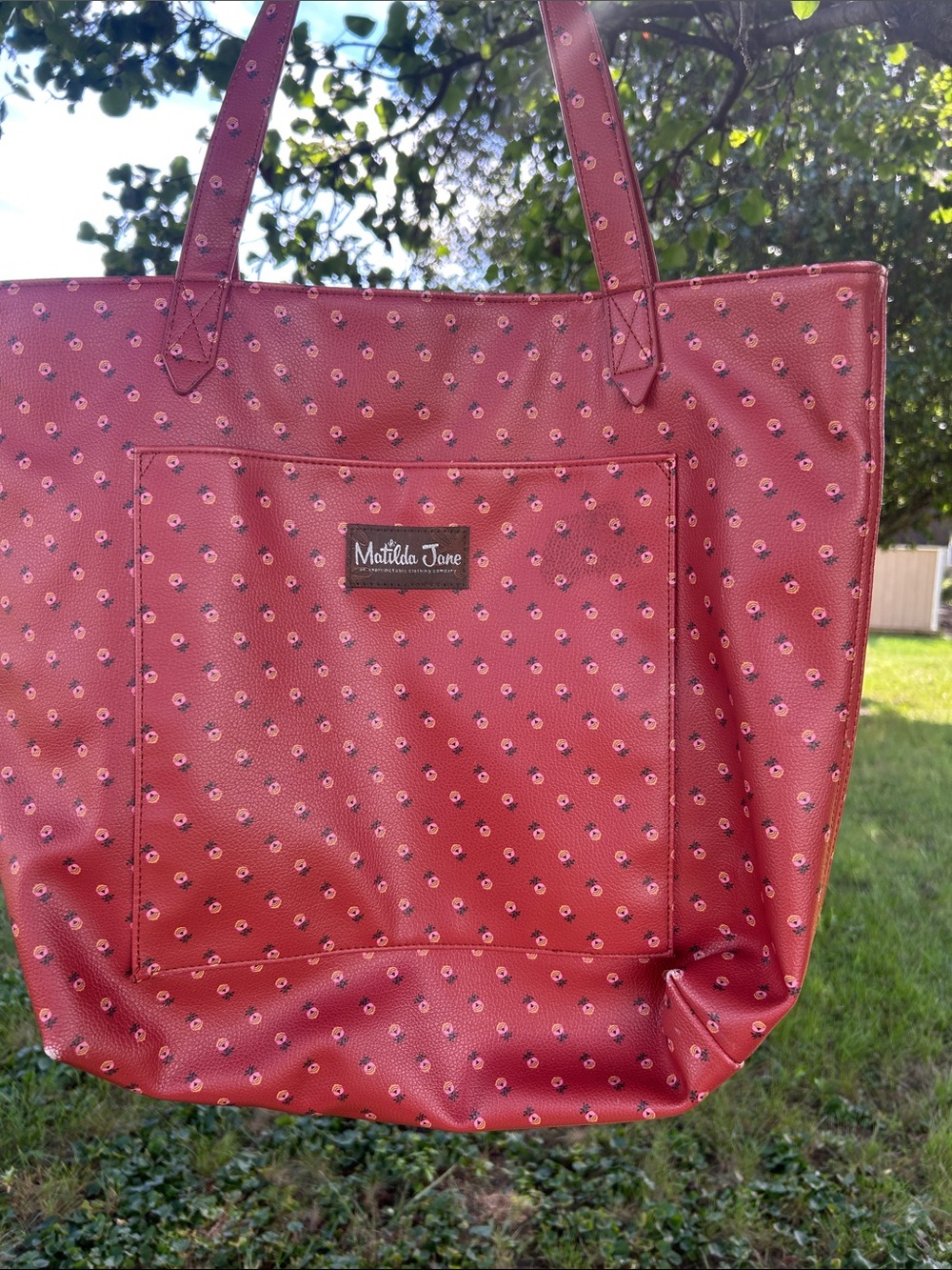 Matilda Jane Small Floral Red Tote with Front Pocket